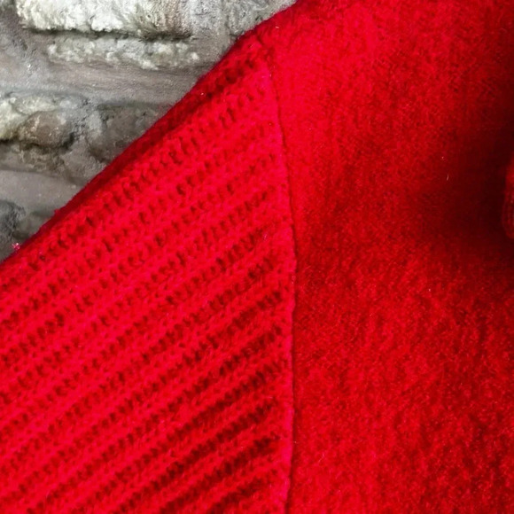 Tally Ho Red Boiled Wool Boxy Classic Cardigan Sweater - Picture 3 of 6